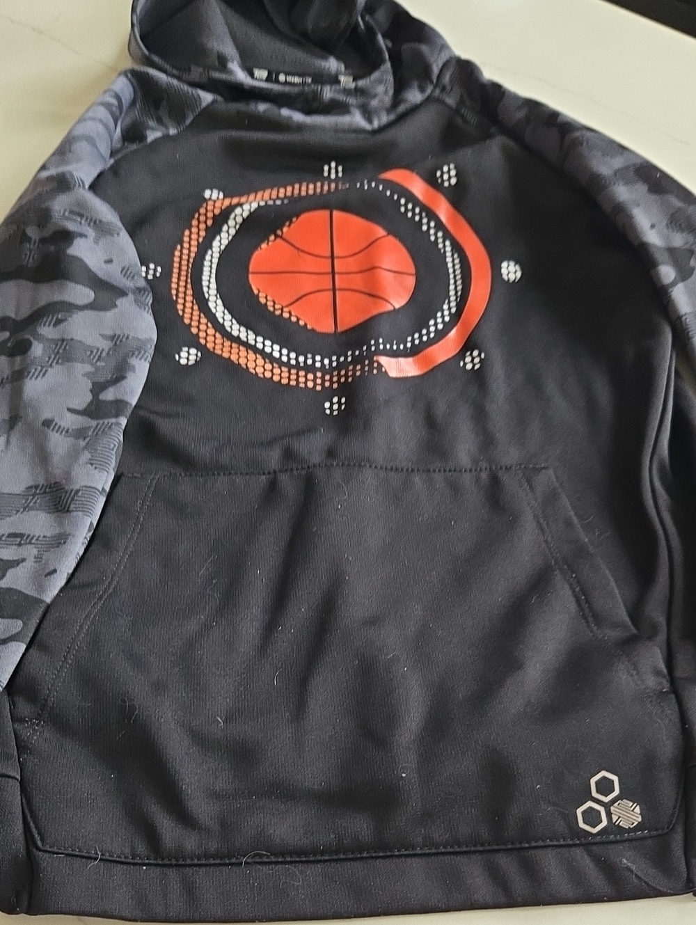 tek gear Black Hoodie with Orange Basketball Graphic